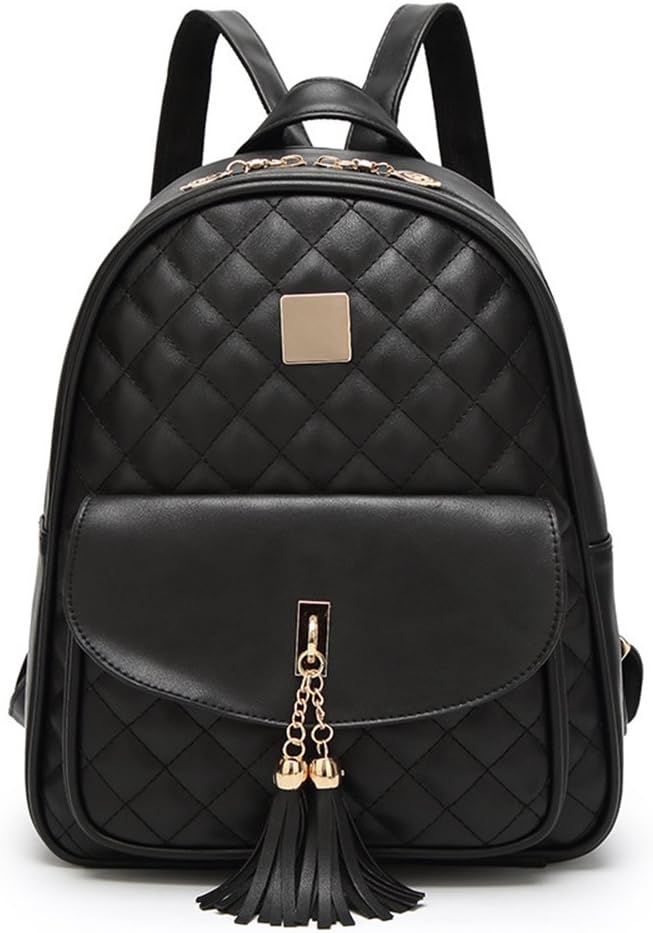 Women's Simple Design Quilted Backpack Mini Backpack for Women 3Pcs Leather Backpack Purse for Women Small Backpack - Image 2