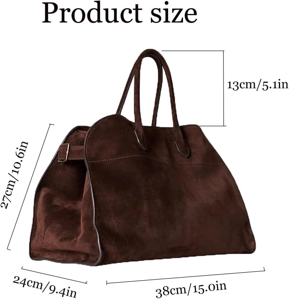 Soft Suede Satchels Bags for Women, Fashion Vintage Top-Handle Tote Bags,Large Capacity Casual Hobo Bag - Image 2