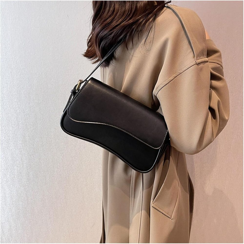 Shoulder Bag for Women  Trendy Purse Vegan  Hobo Handbags Clutch Saddle Bag with 2 Removable Strap - Image 2