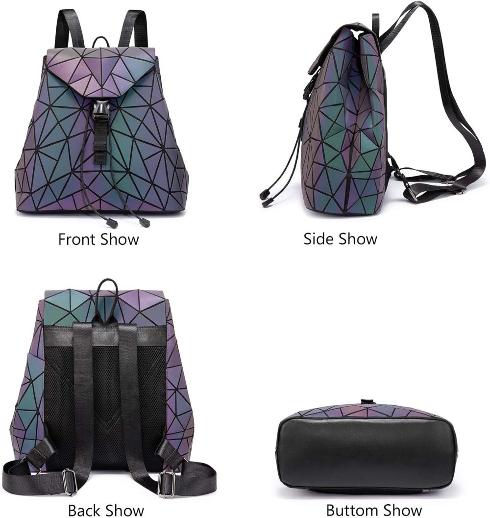 Geometric Luminous Purses and Handbags for Women Holographic Reflective Crossbody Bag Wallet - Image 2