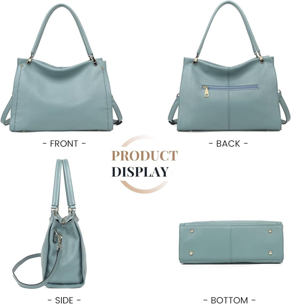 Women Genuine Leather Purses Handbags Tote Bag Shoulder Bag Top Handle Satchel LadiesHobo Bags Bucket Bag - Image 2